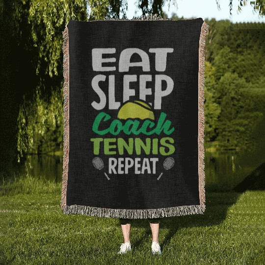 Eat Sleep Train Tennis Repeat Lifestyle Woven Blankets