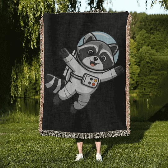 Astro Racoon for Kids Astronaut Woven Blankets