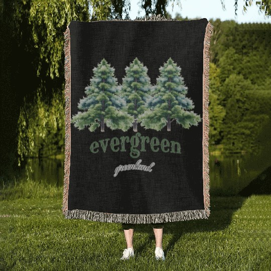 evergreen the green tree : green world Woven Blankets