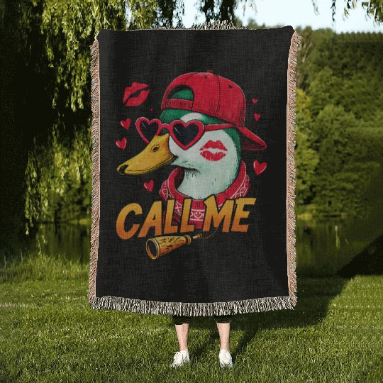 Call Me Duck Valentines Duck Hunting Lover Woven Blankets