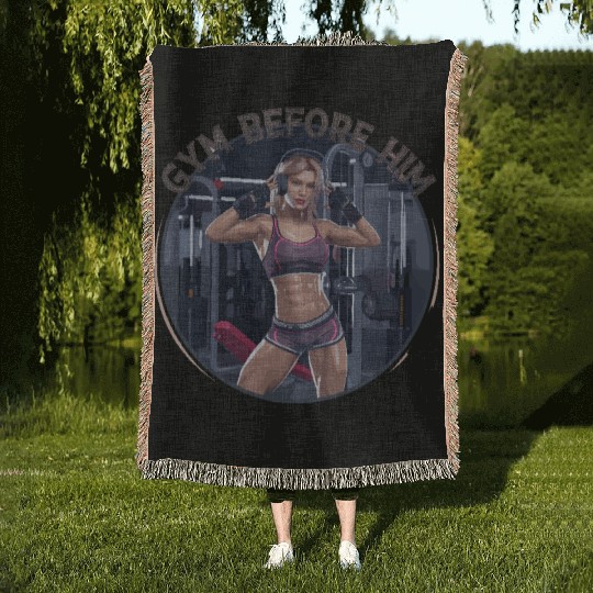 Gym Before Him for a Sporty women Woven Blankets