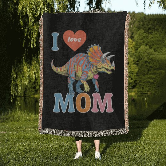 Ceratopsian Mom, gifts for mummy Woven Blankets