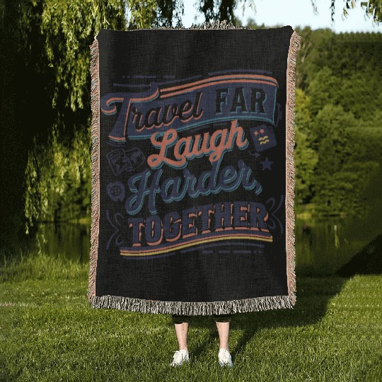 Travel Together adevnture travel quote text Art Woven Blankets