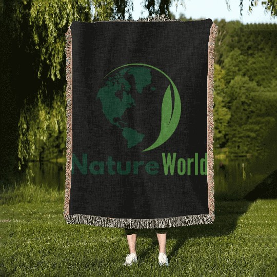 Green Minimalist Nature World Woven Blankets