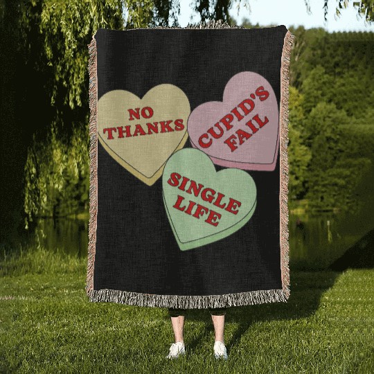 Valentines Candy Hearts Woven Blankets