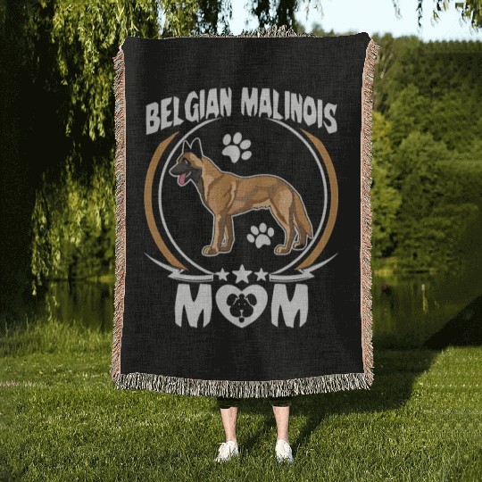 Belgian Malinois Mom dog lover Woven Blankets