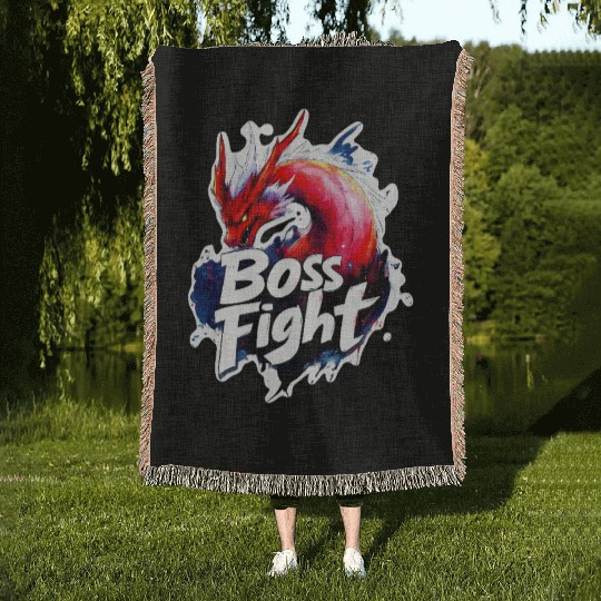 Boss Fight - Dragon Inspired Art - Gamer Woven Blankets