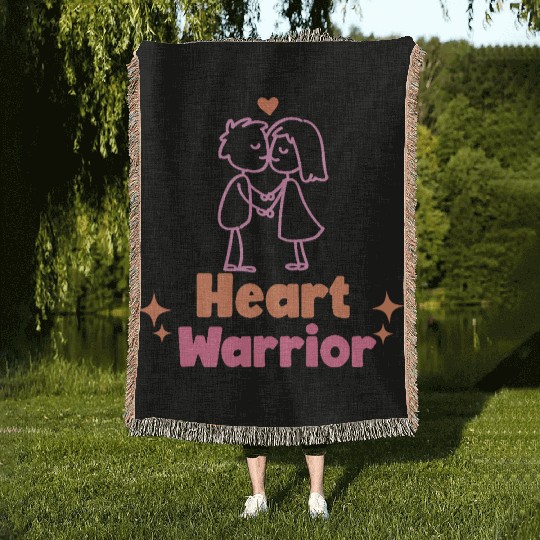 Heart warrior, valentine Woven Blankets
