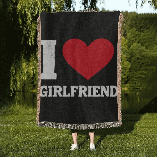 Modern Trendy I Love My Girlfriend Woven Blankets