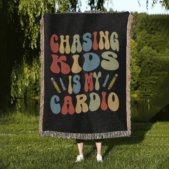 Daycare Teacher Childcare Chasing Kids Is Cardio Woven Blankets