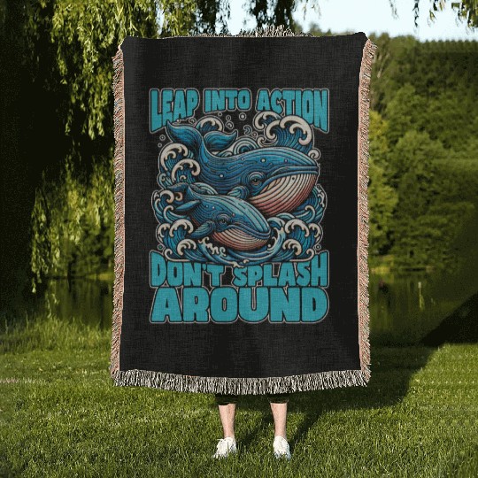 Whale Watching Leap Into Action Marine Biologist Woven Blankets