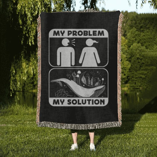 Whale Watching My Problem My Pictogram Mom Dad Woven Blankets
