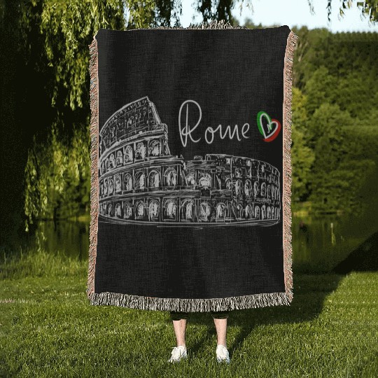 Colosseum Italy Rome sightseeing Trevi Fountain Woven Blankets