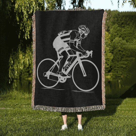 Cycling Boy Drawing Woven Blankets