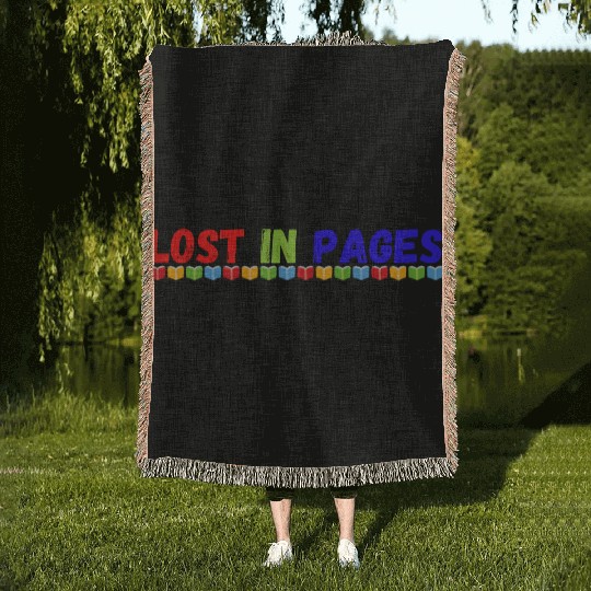 Lost in pages book lovers Woven Blankets