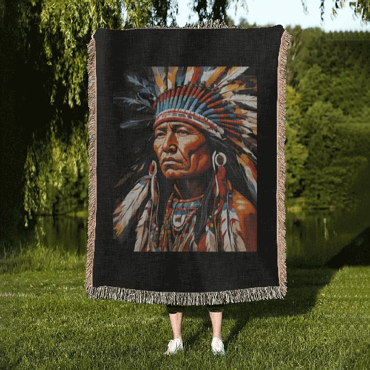 Native American Chief Woven Blankets