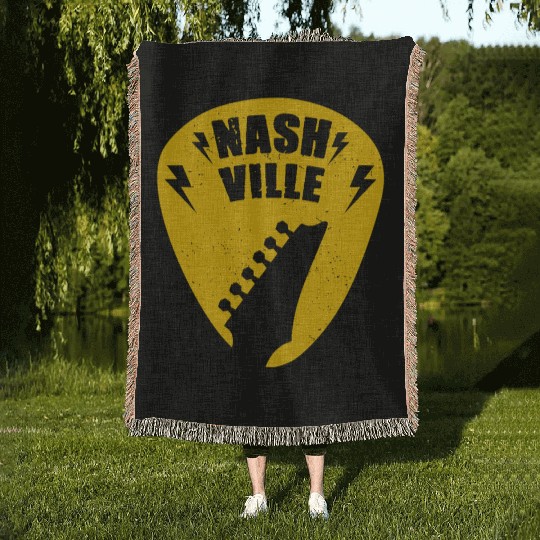 Nashville Music City Guitar Pick Woven Blankets