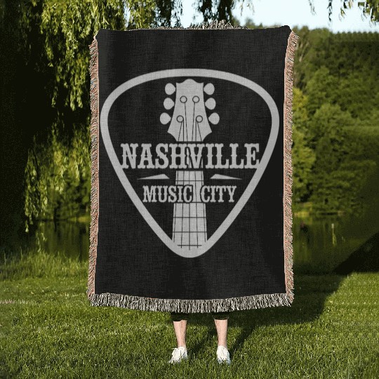 Nashville Music City Guitar Pick Woven Blankets