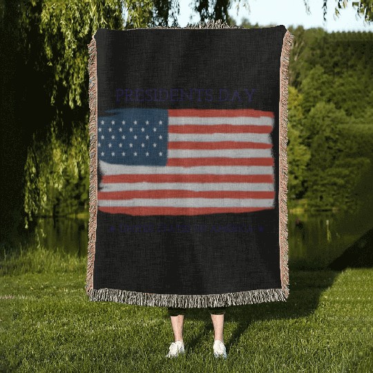 US flag.Presidents Day Woven Blankets
