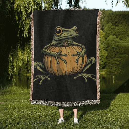 Pumpkin Frog Frog Pumpkin Woven Blankets