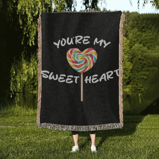 Sweetheart Rainbow Lollipop Valentine's Day Lolli Woven Blankets
