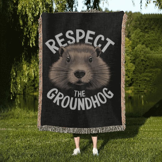 Respect The Groundhog Woven Blankets