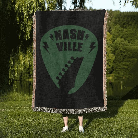 Nashville Music City Guitar Pick Woven Blankets