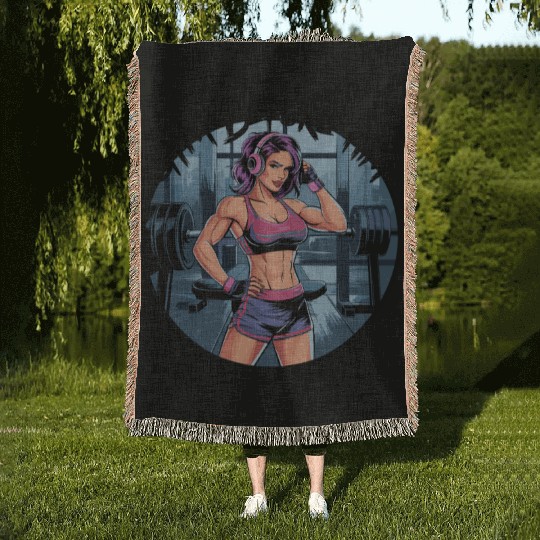 Gym Before Him for a Sporty women Woven Blankets