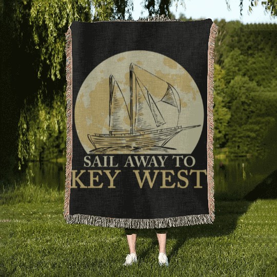 Florida Keys SAIL AWAY TO KEY-WEST Sailing Outfit Woven Blankets