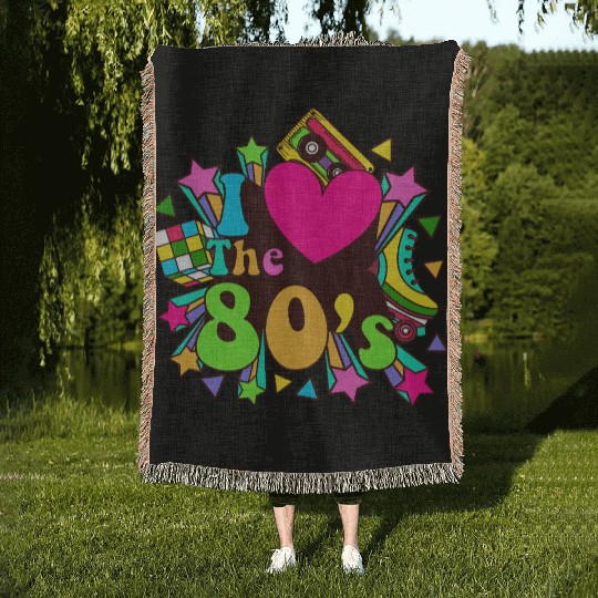 Retro 80s Style design – Perfect for Nostalgia Fa Woven Blankets