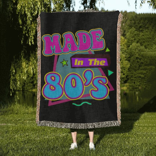 Retro 80s Style design Perfect for Nostalgia Fans Woven Blankets