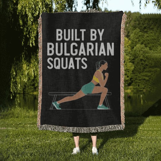 Bulgarian Squat Exercise Fitness Workout Gym Woven Blankets