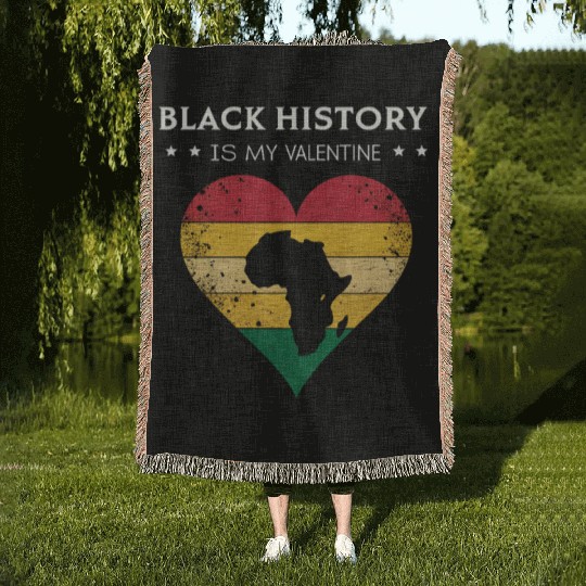 Black History Is My Valentine Woven Blankets