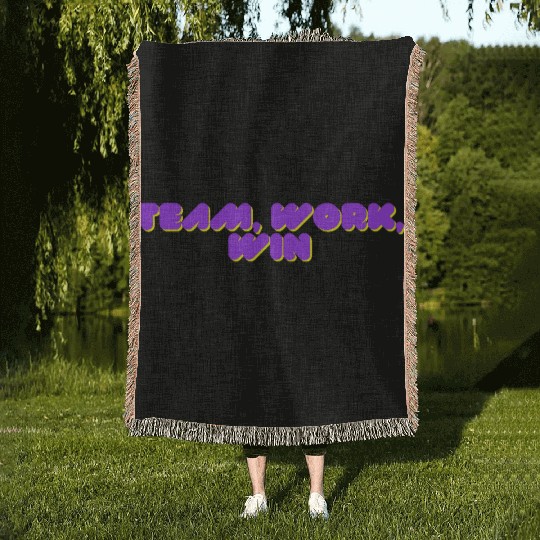 team, work, win team spirit Woven Blankets