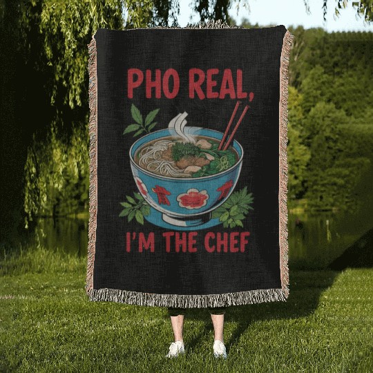 Pho Real Im The Chef Asian Chef Woven Blankets