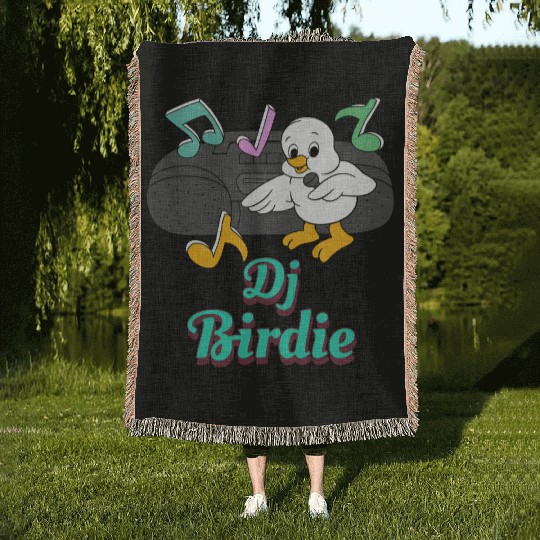 Dj Birdie, bird Woven Blankets.