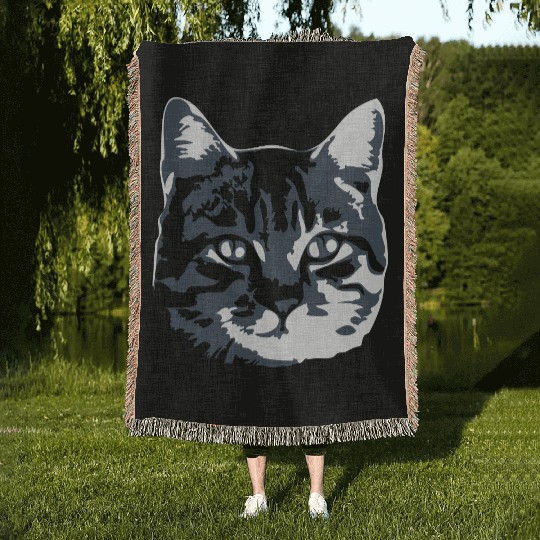 Cat Lover Realistic Pet Face Cute Cool Kitten Head Woven Blankets