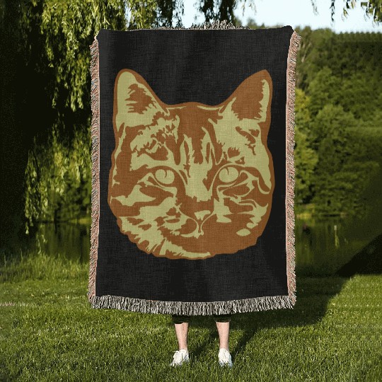 Cat Lover Realistic Pet Face Cute Cool Kitten Head Woven Blankets