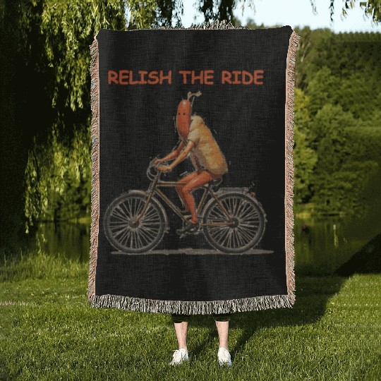 Relish the Ride: Hotdog Bicycle Woven Blankets