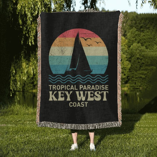 Florida TROPICAL PARADISE KEY-WEST COAST Woven Blankets