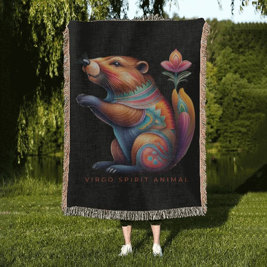 Virgo Spirit Animal Beaver Alebrije Female Woven Blankets