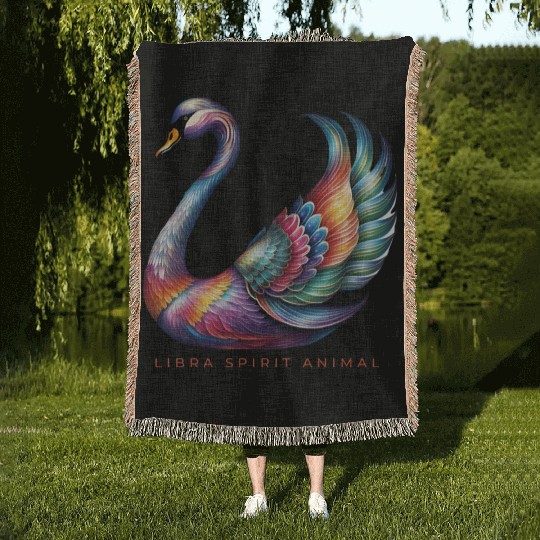 Libra Spirit Animal Swan Alebrije Woven Blankets