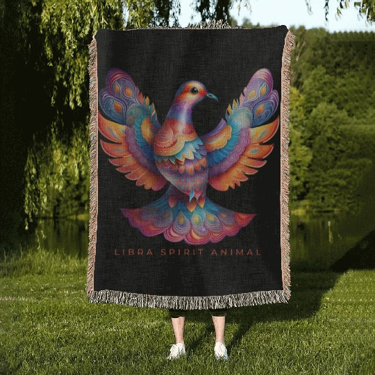 Libra Spirit Animal Dove Alebrije Female Woven Blankets