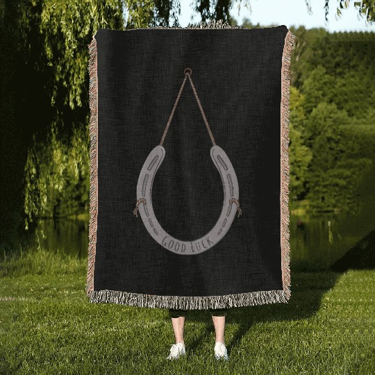 Horseshoe to bring you good luck Woven Blankets