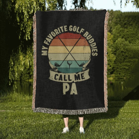 Golf Buddies Father's Day Father Kids Gift Woven Blankets