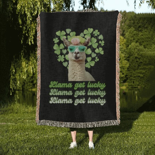 Llama Get Lucky | St. Patricks Day Edition Woven Blankets