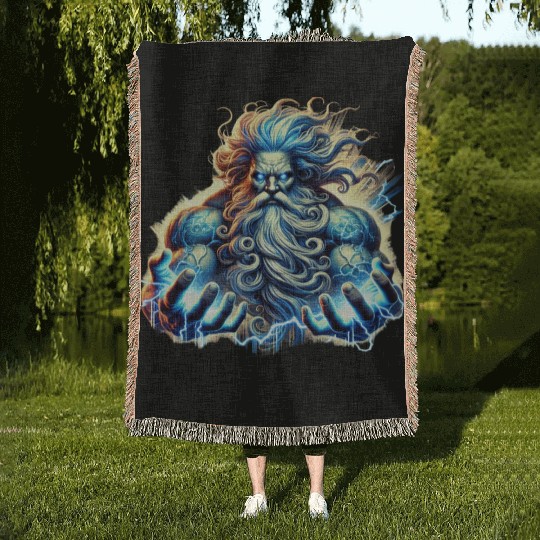 The Greek God Zeus with Lightning Woven Blankets