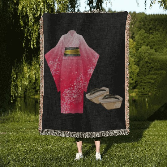 Elegant Japanese Kimono Woven Blankets