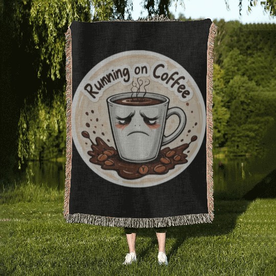 Running on Coffee & Sarcasm – Caffeine Lover Woven Blankets
