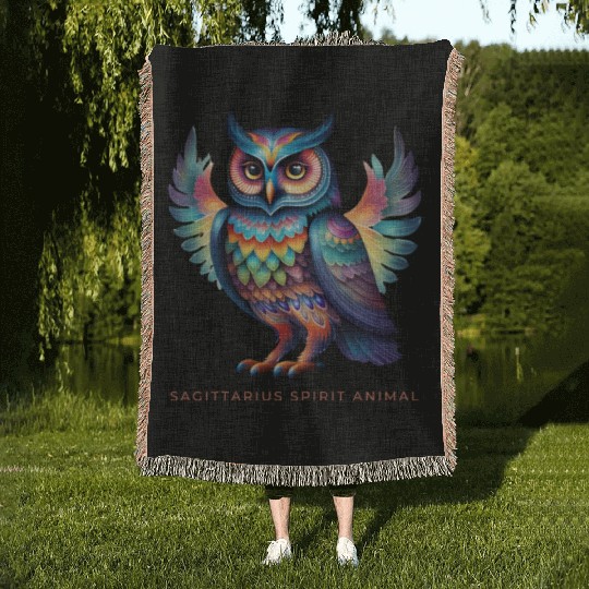 Sagittarius Spirit Animal Owl Alebrije Male Woven Blankets